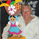 Rolly Crump with a paper mache figure