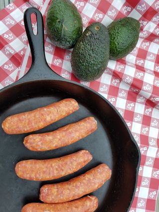avocados and beef sausage